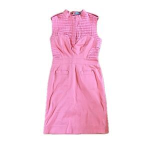 Preen Thornton Bregazzi Coral Pink Cotton Tailored Structured Sundress Large